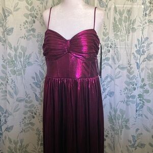 City Studio Trendy Sweetheart-Neck Foil-Knit Gown